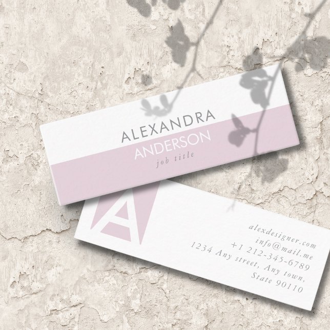 Cartão De Visita Mini Mínimo de Monograma Profissional de Chic (Chic Professional Monogram Minimal Mini Business Card)