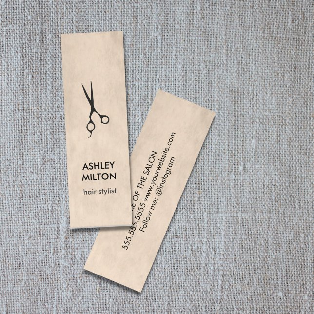 Cartão De Visita Mini Mínimo de Textura Elegante Cabelo de Tesoura Preta (Criador carregado)