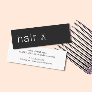 Cartão De Visita Mini Mínimo Elegante de Tesoura Branca Preta Hairstyli