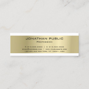 Cartão De Visita Mini Mínimo Elegante Design Dourado Luxo Planície Moder