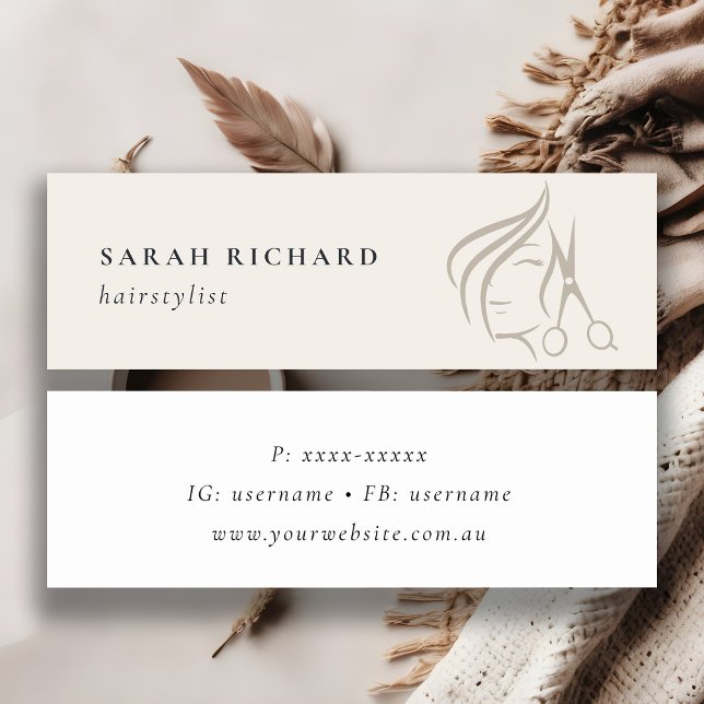 Cartão De Visita Mini Mínimo Elegante Hairstylist Tesoura de Cabelo de M (Criador carregado)