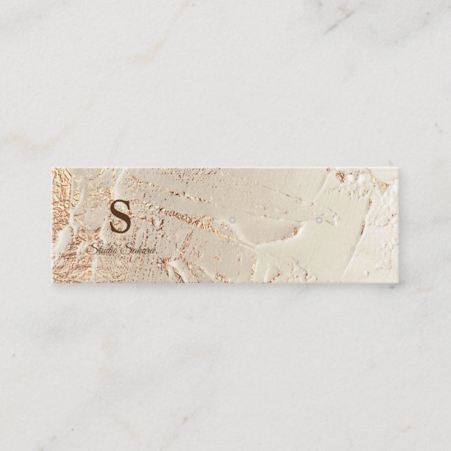 Cartão De Visita Mini Miniplaca de brinco com textura dourada (Frente)