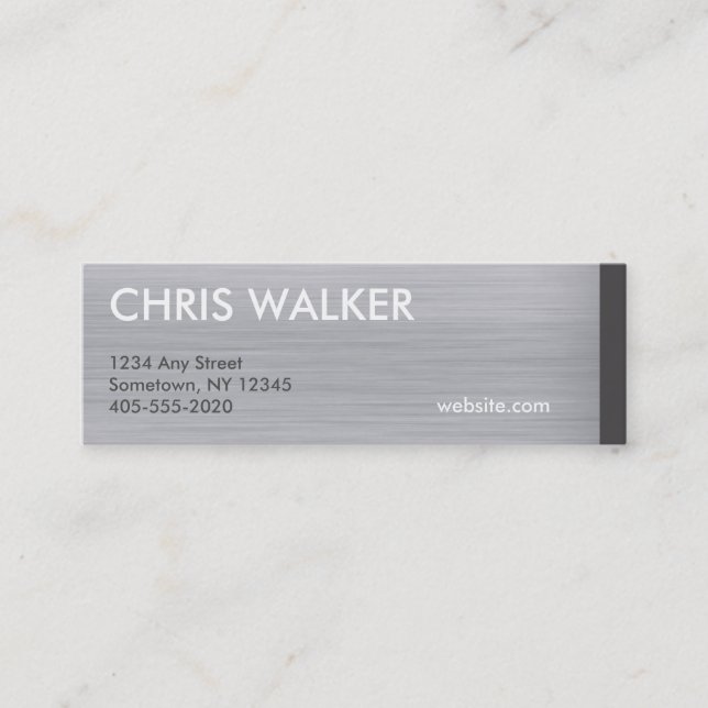 Cartão De Visita Mini Miniplacas de textura metálica de titânio escovada (Frente)