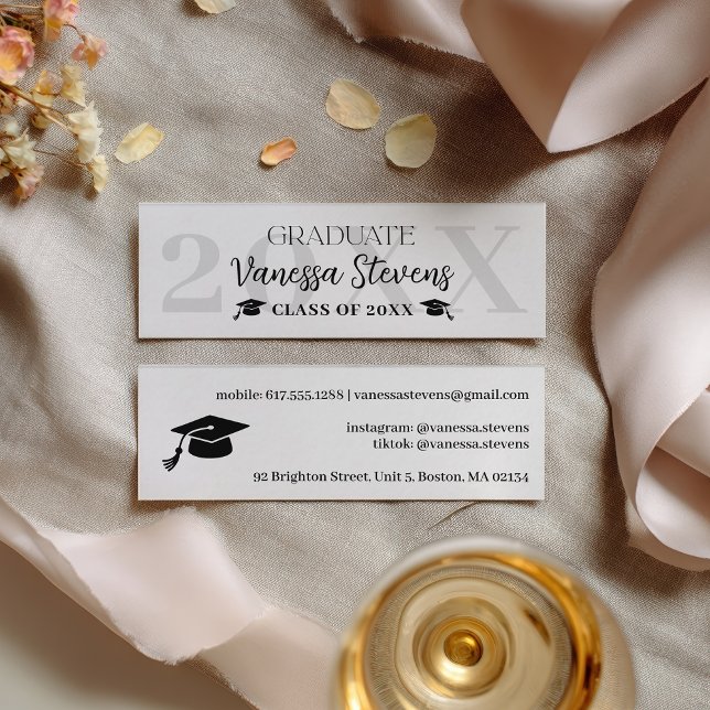 Cartão De Visita Mini Modern Casual  black white name card graduation (Modern Casual black white name card graduation)