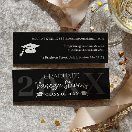 Cartão De Visita Mini Modern Casual white black name card graduation