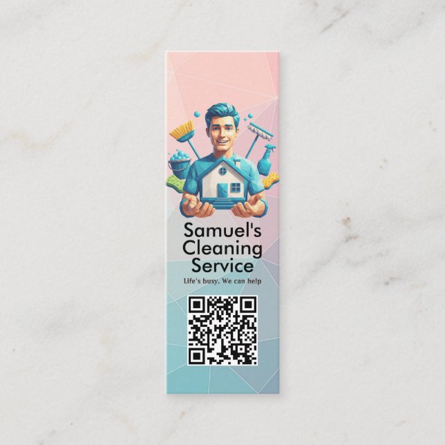 Cartão De Visita Mini Modern House Cleaning Maid Service Housekeeping (Frente)