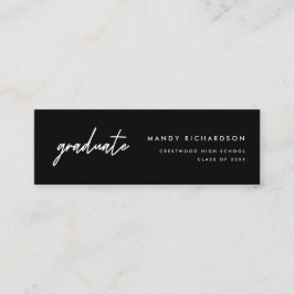Cartão De Visita Mini Modern Script Black Graduation Name Card Insert
