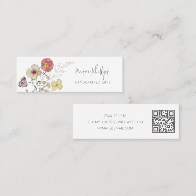 Cartão De Visita Mini Modern Vintage Gifs Feitos À Mão Aquarela Floral (Frente/Verso)