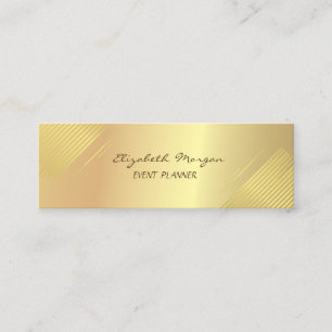 Cartão De Visita Mini Moderno Elegante, Faux Dourado,Stripes