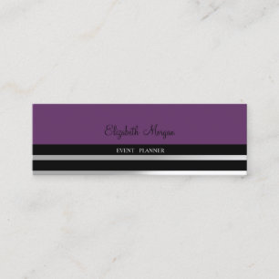 Cartão De Visita Mini Moderno Elegante Profissional, Violeta, Listrado