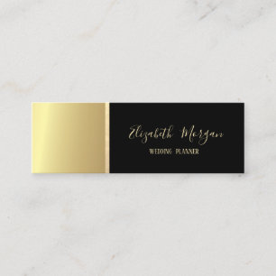 Cartão De Visita Mini Moderno Elegante Simples, Dourada Faixa,Preta,Mini