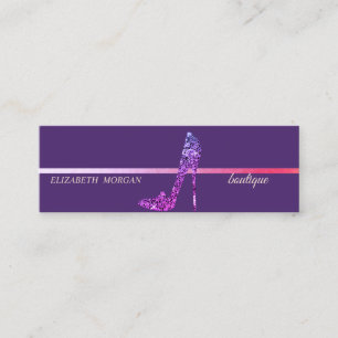Cartão De Visita Mini Moderno Elegante, Violeta Diamantes Altos Saltos