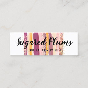Cartão De Visita Mini Moderno Plumagem em Aquarela Roxo e Dourado para R