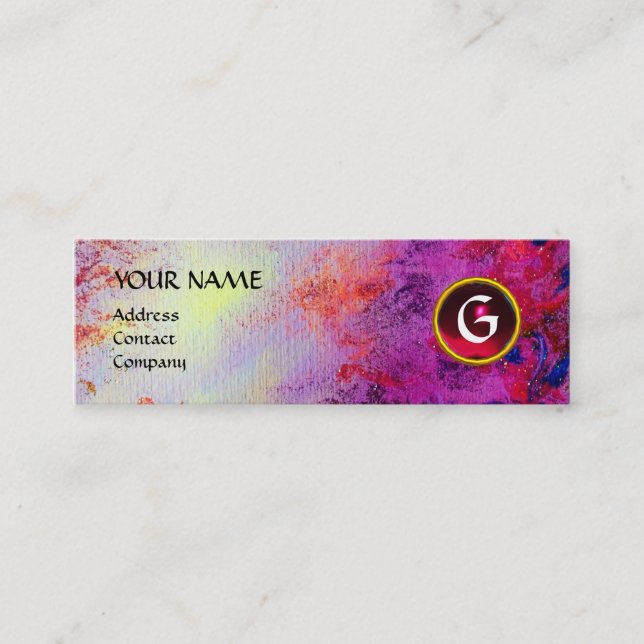 Cartão De Visita Mini MON MONOGRAM Burundi vermelho roxo brilhante Fúcsi (Frente)