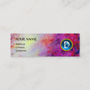 Cartão De Visita Mini MON MONOGRAM fuchsia púrpura azul brilhante