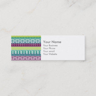 Cartão De Visita Mini Monograma Burgundy Aqua Aztec Padrão Tribal Impre