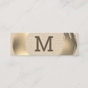 Cartão De Visita Mini Monograma de luxo Dourado escovado