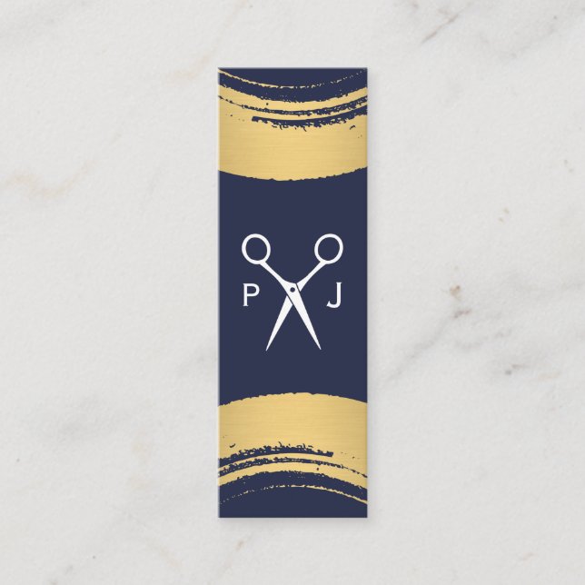 Cartão De Visita Mini Monograma de Salão Moderno / Bruto Dourado / Styli (Frente)