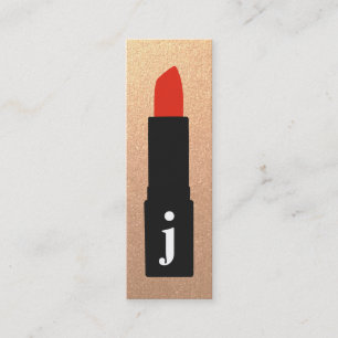 Cartão De Visita Mini Monograma Dourado Makeup Artist Lipstick