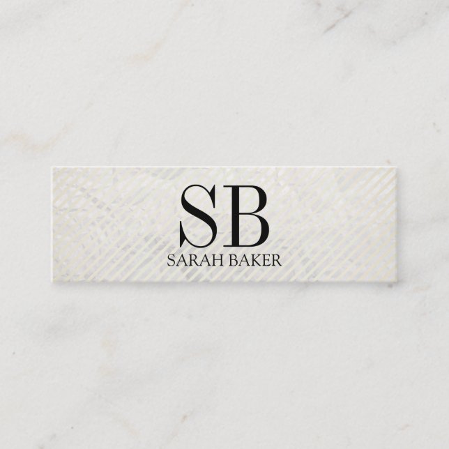 Cartão De Visita Mini Monograma e faixas de textura contemporânea (Frente)