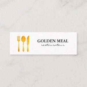 Cartão De Visita Mini Monograma Luxe Dourado dos utensílios da comida