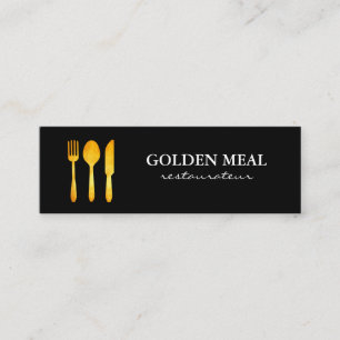 Cartão De Visita Mini Monograma Luxe Dourado dos utensílios da comida