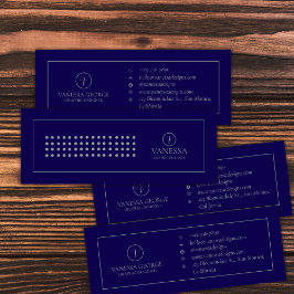 Cartão De Visita Mini Monograma Personalizado de Azul Moderno
