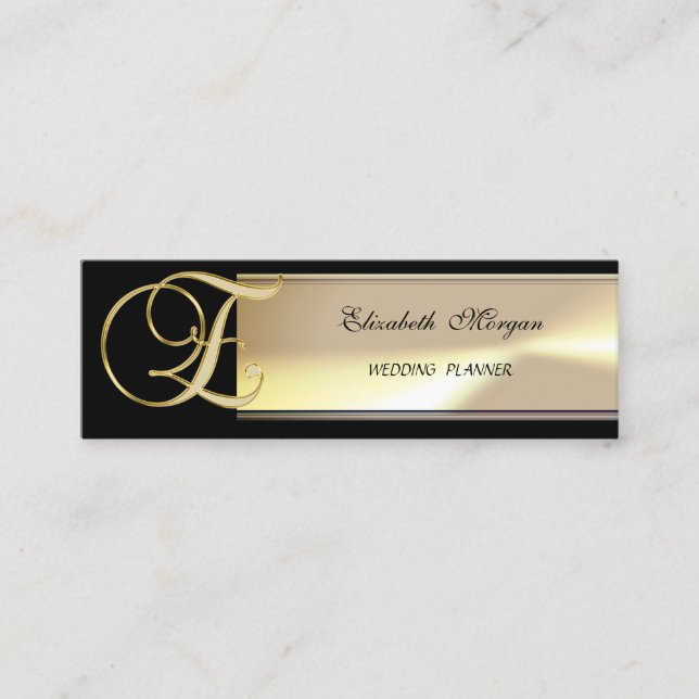 Cartão De Visita Mini Monograma sofisticado de encantamento de chic eleg (Frente)