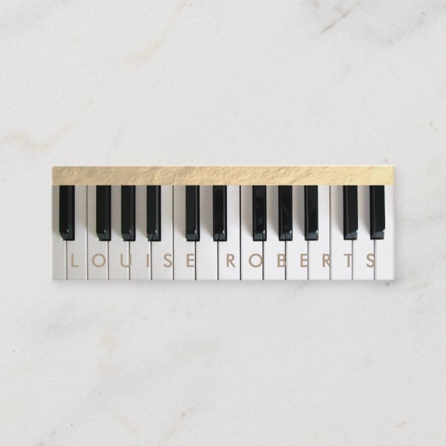 Cartão De Visita Mini música para piano pequena e fina (Frente)