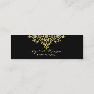 Cartão De Visita Mini Na moda elegante, preto, Dourado local