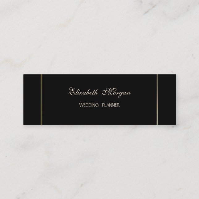 Cartão De Visita Mini Na moda Simples Elegante Moderno, Preto (Frente)