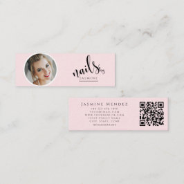 Cartão De Visita Mini Nail Artist Blush Pink Professional Photo Qr