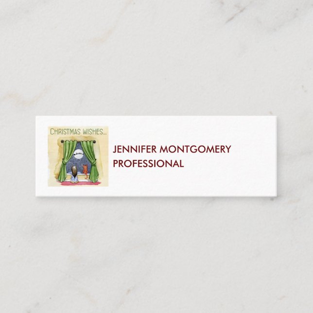 Cartão De Visita Mini Natal Deseja Uma Criança Bonita E Gatinhos De Nata (Frente)