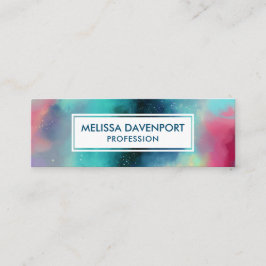 Cartão De Visita Mini Nebulosa do Espaço Verde Moderno e Vermelho