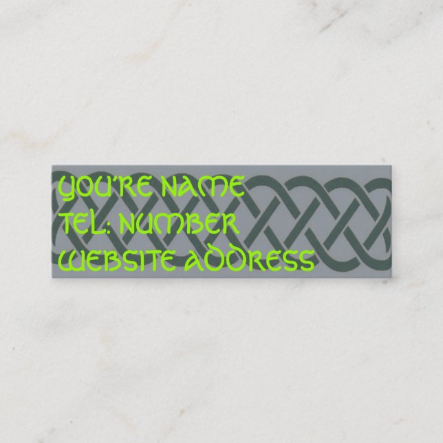 Cartão De Visita Mini Nó Celta cinza na cinza (Frente)