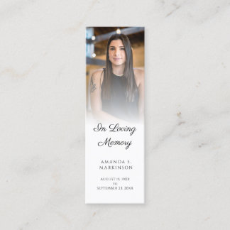 Cartão De Visita Mini No Loving Memory Photo Simple Funeral Bookmark