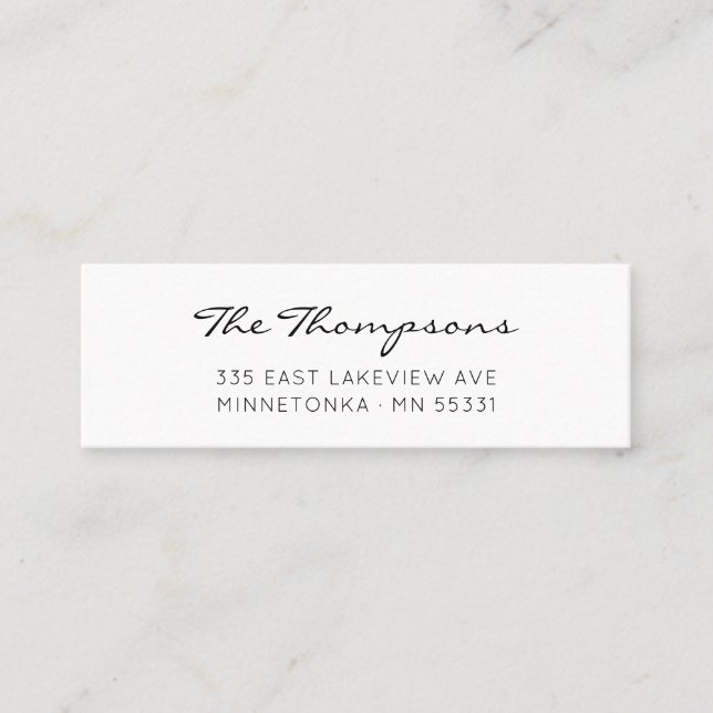 Cartão De Visita Mini Nome da Família de Script Elegante Moderno 09. (Frente)