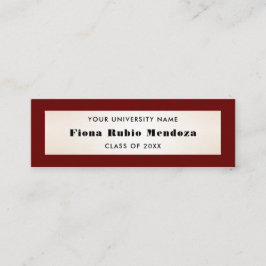 Cartão De Visita Mini Nome de Graduação Dourada Impressionante Burgundy 