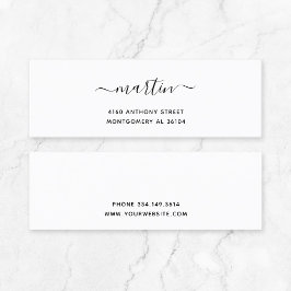 Cartão De Visita Mini Nome moderno manuscrito e endereço de devolução 08