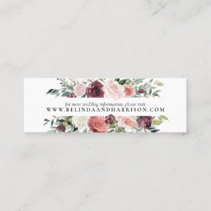 Cartão De Visita Mini O encanto rústico Borgonha cora casamento floral