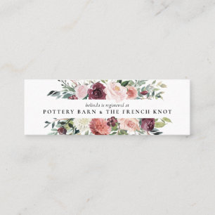 Cartão De Visita Mini O encanto rústico Borgonha cora casamento floral