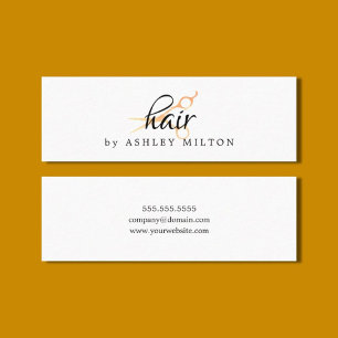 Cartão De Visita Mini O ouro branco limpo elegante do falso Scissors o