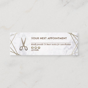 Cartão De Visita Mini O ouro de Brown Scissors a nomeação de mármore 