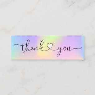 Cartão De Visita Mini obrigado holográfico de script moderno para sua or