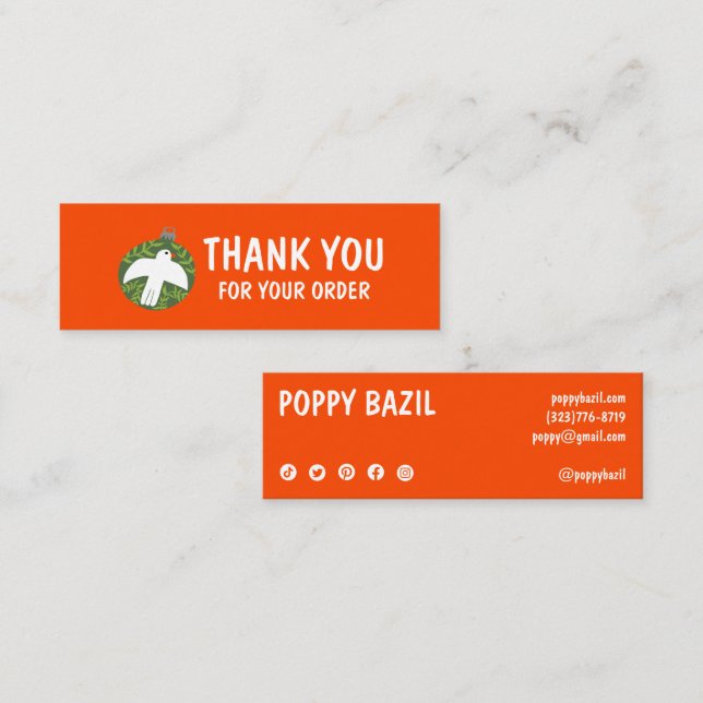 Cartão De Visita Mini Obrigado Solicitar ícones de mídia social Feriado  (Frente/Verso)