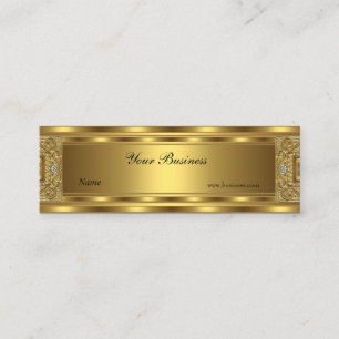 Cartão De Visita Mini Ornamentado magro Dourado Elegante clássico