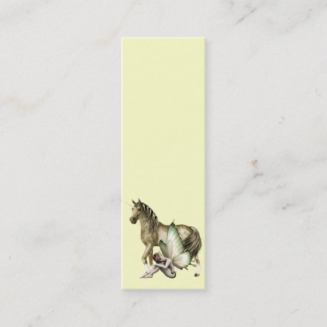 Cartão De Visita Mini Ouro Unicorn & Shy Fairy Bookmark (Frente)