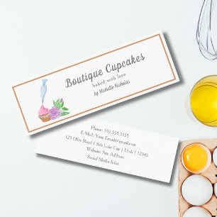 Cartão De Visita Mini Padaria de Cupcake com Frosting de Aquarela, Detal