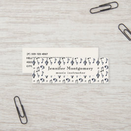 Cartão De Visita Mini Padrão de Notas Musicais Cutas