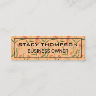 Cartão De Visita Mini Padrão Decorativo de Flores e Folhas